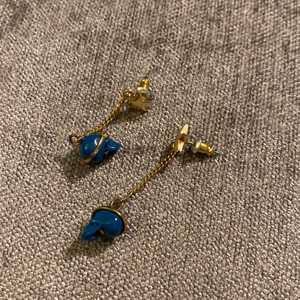 Blue and Gold Pirate Skull and Star Dangle Earrings, by Disney 2007 - Picture 3 of 3